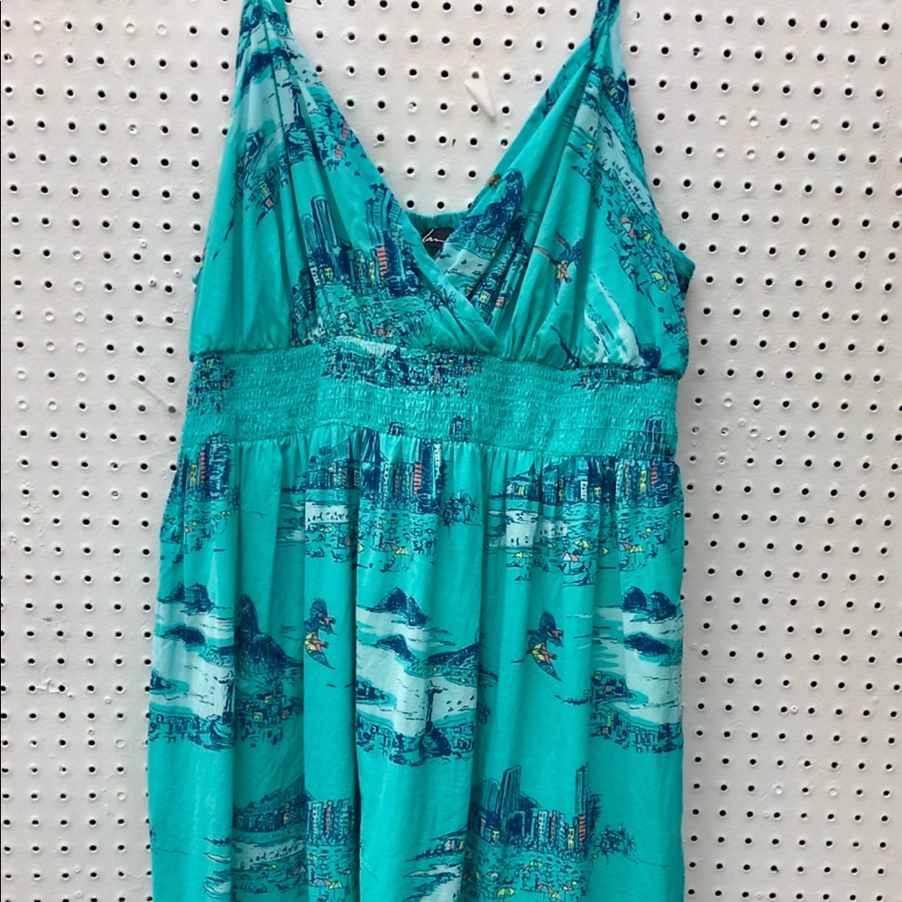 Sundress with Turquoise Novelty Print